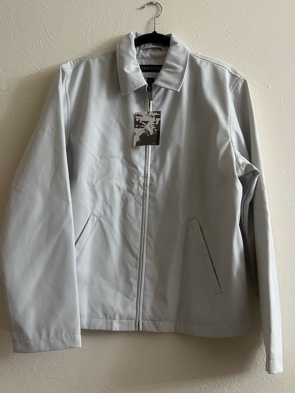 Structure Light Gray Zip Front Shirt Jacket